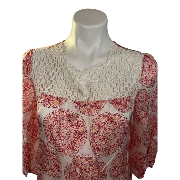 Calypso St. Barth For Target Silk & Eyelet Lace Tunic 3/4 Sleeve Small Resort - Picture 5 of 10